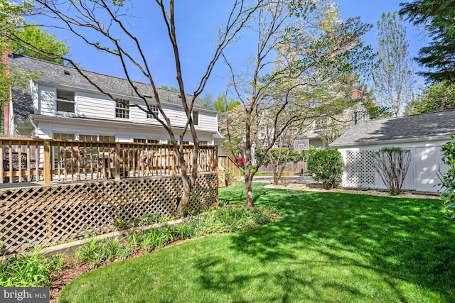 view of yard featuring a deck