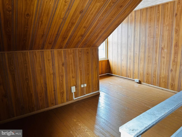 19 S 3rd St, Shamokin, PA 17872 - additional living space with hardwood / wood-style flooring, baseboards, wooden ceiling, lofted ceiling, and wooden walls