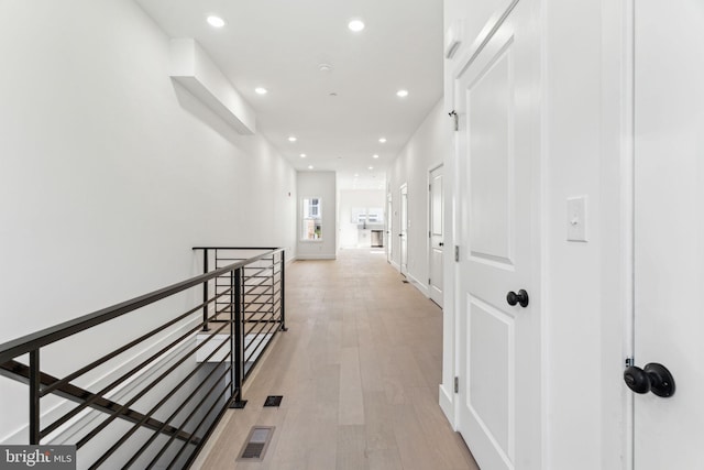 1810 Federal St Unit 1, Philadelphia, PA 19146 - corridor featuring an upstairs landing, recessed lighting, and light wood-type flooring