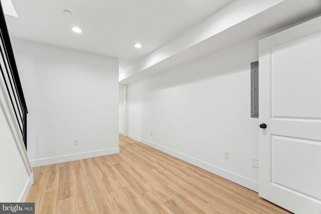 1810 Federal St Unit 1, Philadelphia, PA 19146 - basement featuring recessed lighting, light wood-type flooring, baseboards, and electric panel