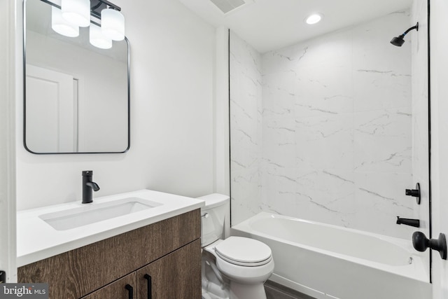 1810 Federal St Unit 1, Philadelphia, PA 19146 - bathroom featuring toilet, vanity, bathtub / shower combination, and recessed lighting