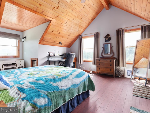 4437 Stonewall Jackson Hwy, Bentonville, VA 22610 - bedroom featuring hardwood / wood-style flooring, wooden ceiling, and vaulted ceiling with beams