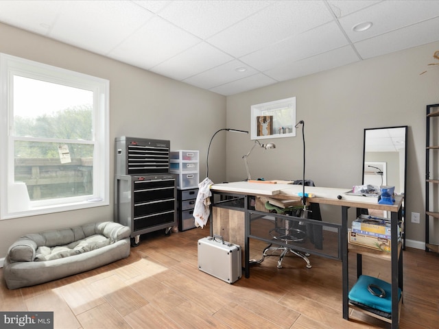 4437 Stonewall Jackson Hwy, Bentonville, VA 22610 - office area with recessed lighting, a paneled ceiling, and wood finished floors