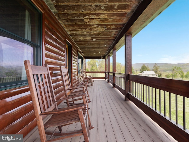 4437 Stonewall Jackson Hwy, Bentonville, VA 22610 - wooden terrace featuring a mountain view