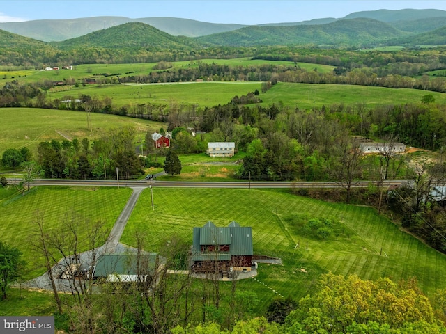 4437 Stonewall Jackson Hwy, Bentonville, VA 22610 - drone / aerial view featuring a rural view and a mountain view