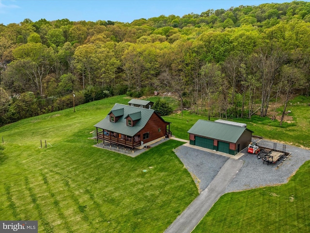 4437 Stonewall Jackson Hwy, Bentonville, VA 22610 - birds eye view of property with a forest view