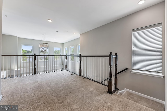 543 Leftwich Ln, Annapolis, MD 21401 - hallway featuring carpet flooring, baseboards, an upstairs landing, and recessed lighting