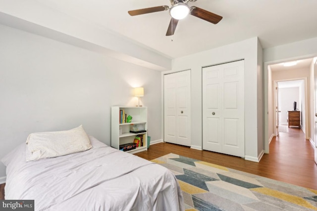 5608 Bismach Dr Unit 103, Alexandria, VA 22312 - bedroom with baseboards, a ceiling fan, and wood finished floors
