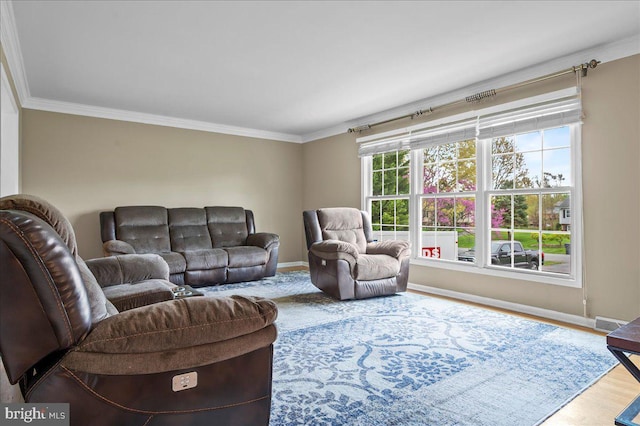 128 Pinion Pl, Bear, DE 19701 - living room featuring wood finished floors, baseboards, and ornamental molding