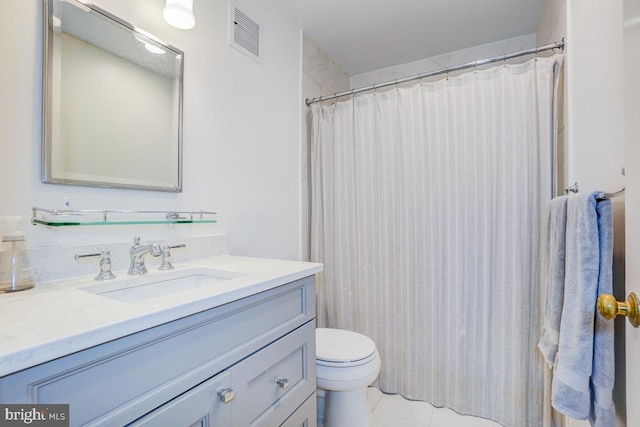 3275 Sutton Pl NW Unit C, Washington, DC 20016 - full bathroom with tile patterned flooring, a shower with curtain, toilet, vanity, and visible vents
