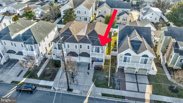 aerial view with a residential view