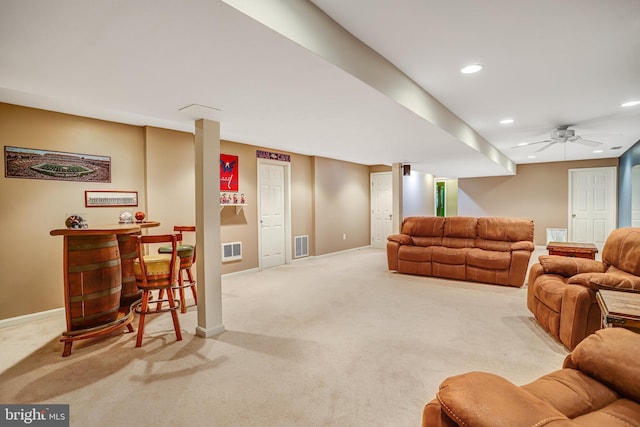 4985 Tall Oaks Dr, Monrovia, MD 21770 - living area featuring recessed lighting, carpet flooring, and visible vents