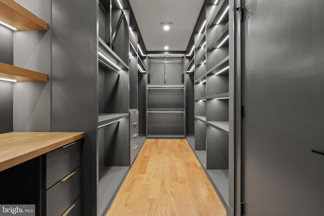 spacious closet with light wood-style flooring