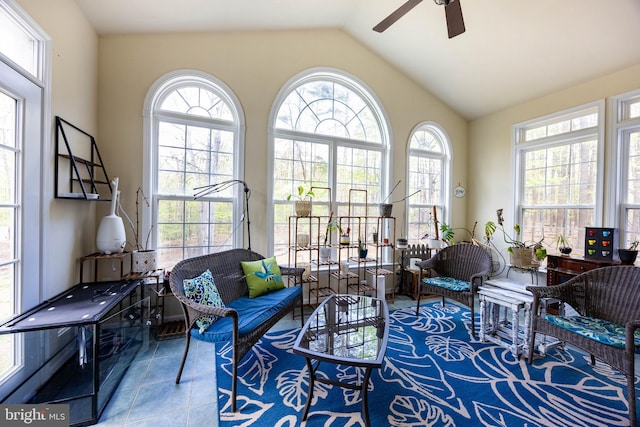 350 Rotterham Dr, Hedgesville, WV 25427 - interior space with lofted ceiling and a ceiling fan
