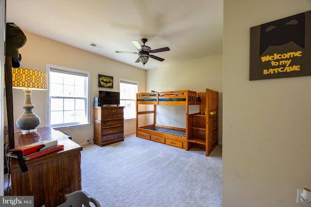 350 Rotterham Dr, Hedgesville, WV 25427 - carpeted bedroom featuring visible vents, ceiling fan, and baseboards