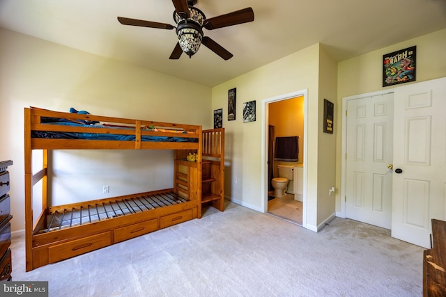 350 Rotterham Dr, Hedgesville, WV 25427 - bedroom with ensuite bathroom, a ceiling fan, carpet flooring, and baseboards