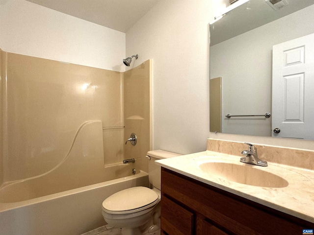 276 Rustling Oaks Way, Ruckersville, VA 22968 - bathroom featuring visible vents, toilet, vanity, and shower / tub combination