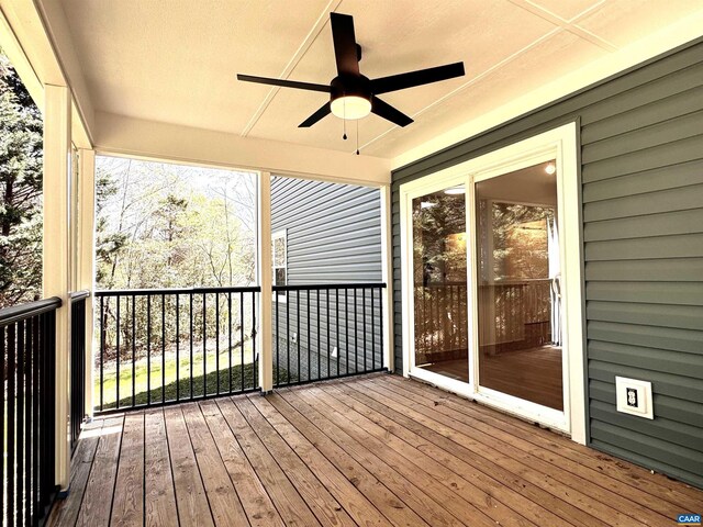 276 Rustling Oaks Way, Ruckersville, VA 22968 - wooden terrace featuring ceiling fan