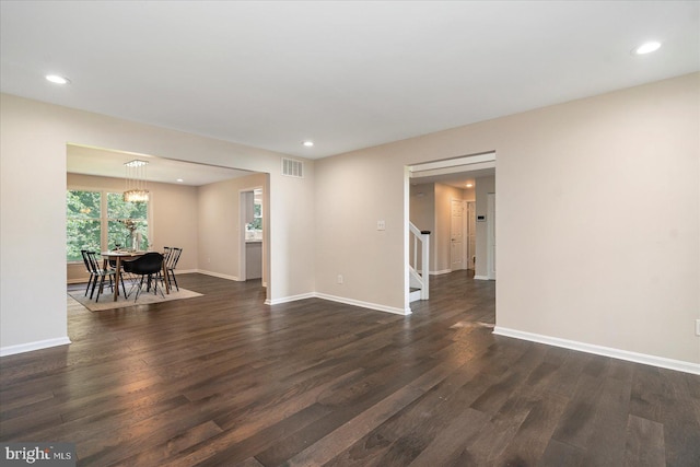 4 Brian Daniel Ct, Reisterstown, MD 21136 - spare room with dark wood-type flooring, stairs, and recessed lighting