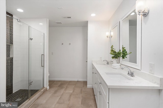 4 Brian Daniel Ct, Reisterstown, MD 21136 - bathroom featuring double vanity, a shower stall, and recessed lighting