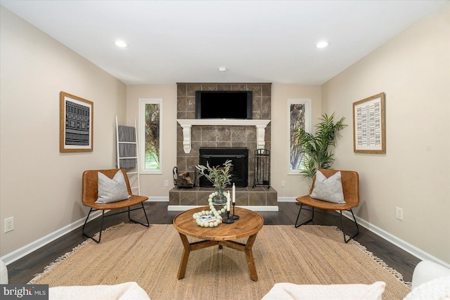 4 Brian Daniel Ct, Reisterstown, MD 21136 - living room with a fireplace, recessed lighting, and wood finished floors