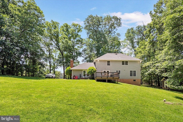 4 Brian Daniel Ct, Reisterstown, MD 21136 - back of property featuring a deck, a yard, and a chimney