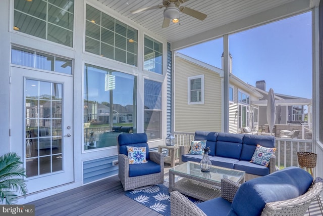11520 Maull Rd Unit S-183, Lewes, DE 19958 - sunroom / solarium featuring a ceiling fan and an outdoor hangout area