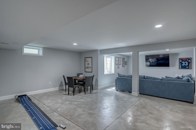 11520 Maull Rd Unit S-183, Lewes, DE 19958 - interior space with recessed lighting, baseboards, a healthy amount of sunlight, and finished concrete floors