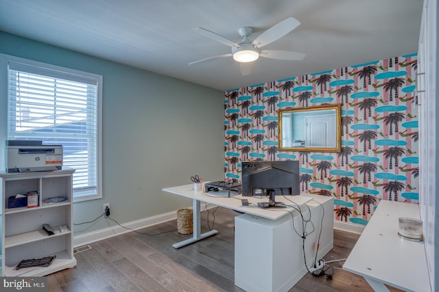 11520 Maull Rd Unit S-183, Lewes, DE 19958 - office with baseboards, plenty of natural light, a ceiling fan, and wood finished floors