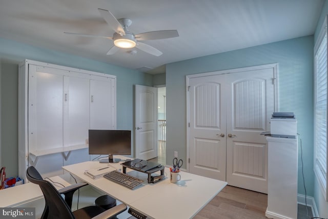 11520 Maull Rd Unit S-183, Lewes, DE 19958 - office area featuring a ceiling fan and light wood-type flooring