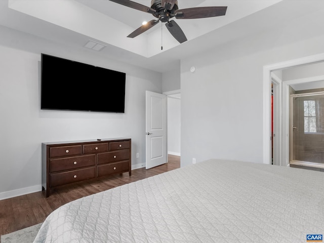 3185 Polecat Creek Ln, Scottsville, VA 24590 - bedroom with baseboards, wood finished floors, and ceiling fan
