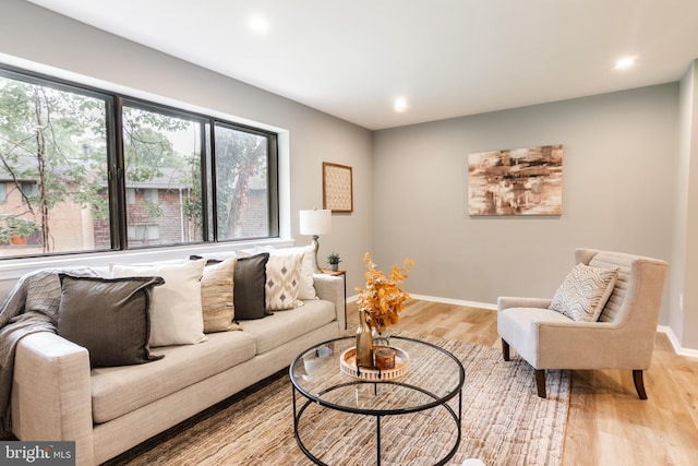7374 Hickory Log Cir, Columbia, MD 21045 - living area featuring light wood-type flooring, baseboards, and recessed lighting
