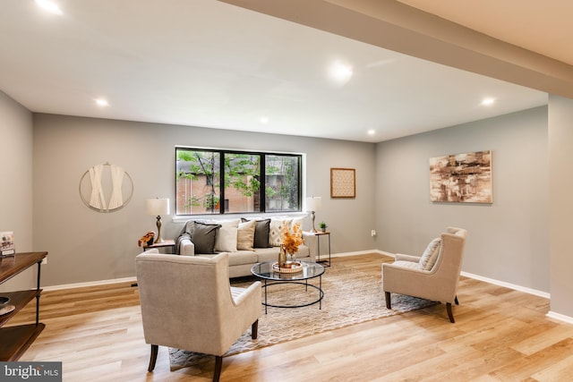 7374 Hickory Log Cir, Columbia, MD 21045 - living room featuring light wood-type flooring, recessed lighting, and baseboards