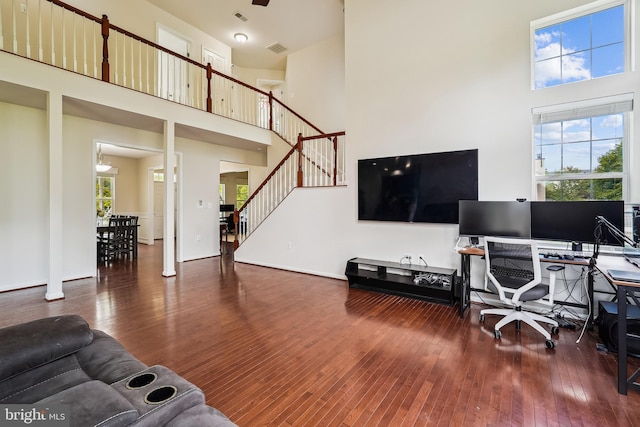 17365 Tedler Cir, Round Hill, VA 20141 - home office with a high ceiling and wood-type flooring