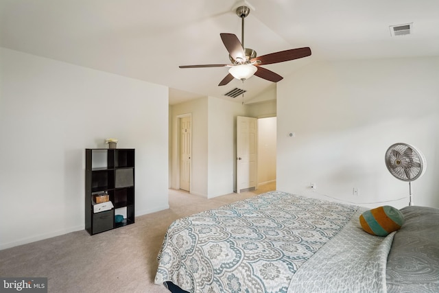 17365 Tedler Cir, Round Hill, VA 20141 - bedroom featuring light colored carpet, lofted ceiling, baseboards, and a ceiling fan