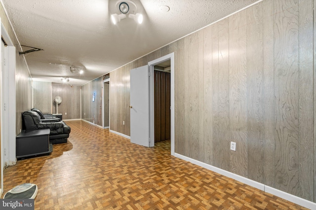 12916 New Hampshire Ave, Silver Spring, MD 20904 - hallway with a textured ceiling and wooden walls
