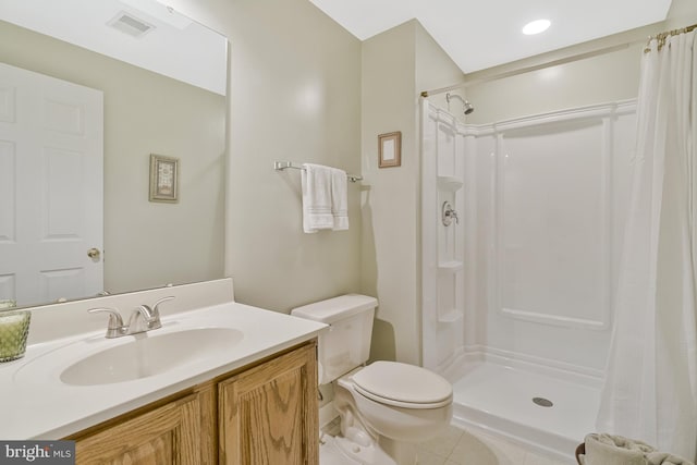 15427 Martins Hundred Dr, Centreville, VA 20120 - full bath featuring curtained shower, tile patterned floors, visible vents, toilet, and vanity