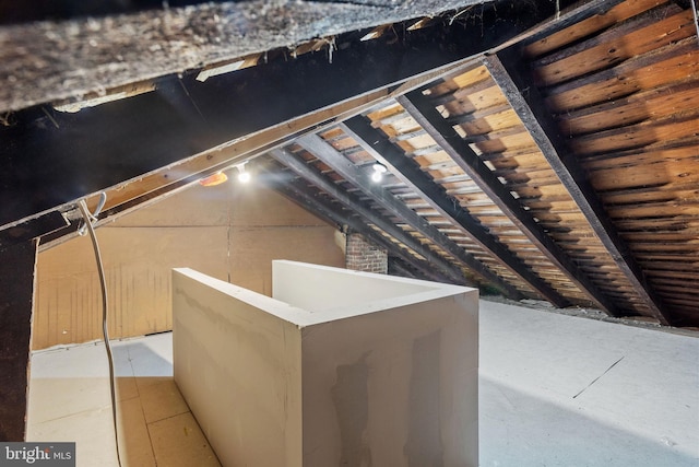 view of unfinished attic