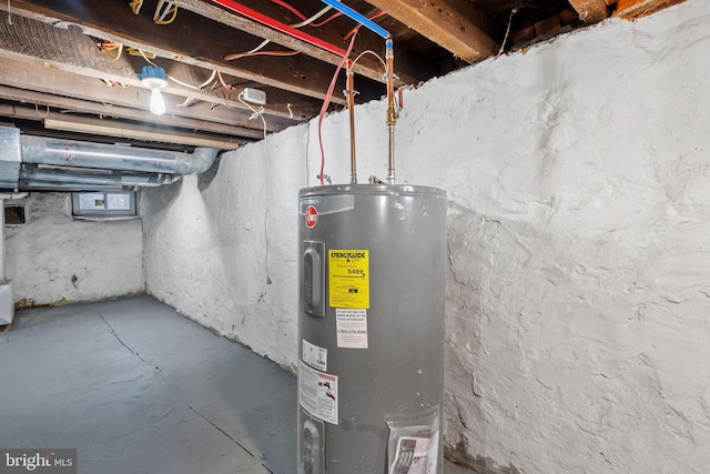 basement with electric water heater