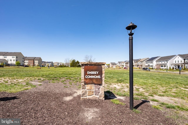 view of community featuring a residential view and a yard