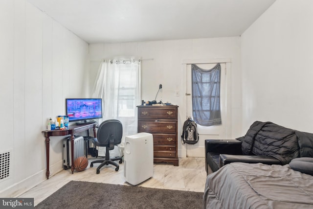 bedroom with radiator