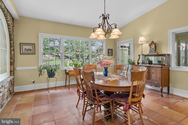 474 Gid Brown Hollow Rd, Washington, VA 22747 - tiled dining room featuring a chandelier and baseboards
