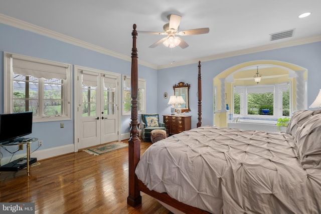 474 Gid Brown Hollow Rd, Washington, VA 22747 - bedroom with multiple windows, wood finished floors, crown molding, baseboards, and recessed lighting