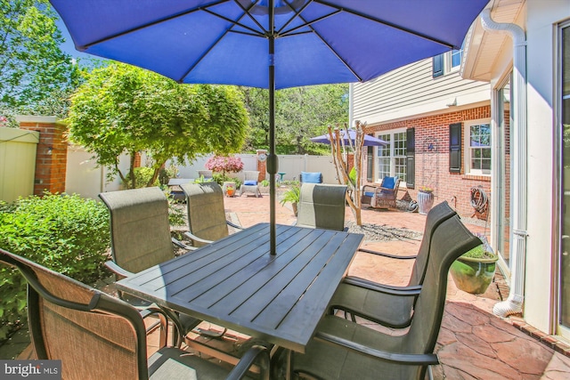 view of patio / terrace featuring outdoor dining space and a fenced backyard