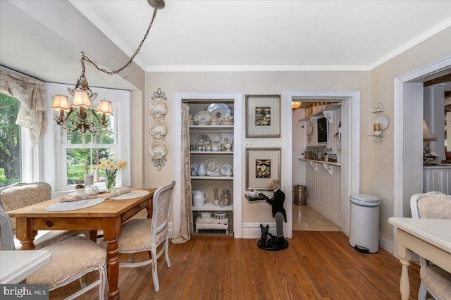 15539 Liberty Rd, Mount Airy, MD 21771 - dining area featuring ornamental molding, wood finished floors, and a chandelier