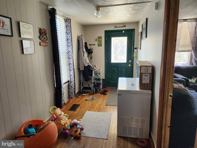 entryway featuring hardwood / wood-style flooring and a healthy amount of sunlight