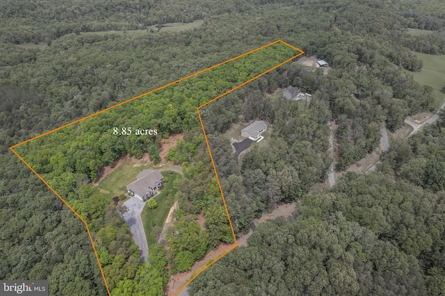 bird's eye view of a heavily wooded area