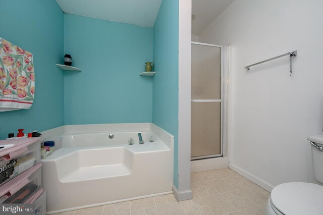 206 Iriquois, Browns Mills, NJ 08015 - full bath featuring a garden tub, baseboards, toilet, and a shower stall