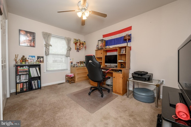 206 Iriquois, Browns Mills, NJ 08015 - carpeted office featuring baseboards and ceiling fan