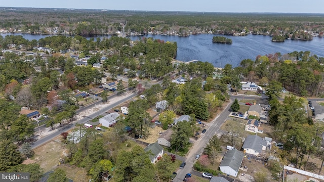 206 Iriquois, Browns Mills, NJ 08015 - birds eye view of property featuring a water view, a residential view, and a forest view